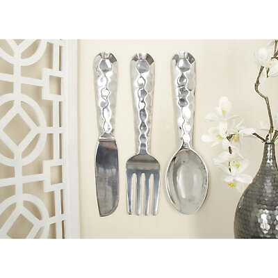 #ad #ad Silver Aluminum Knife Spoon and Fork Utensils Wall Decor 3 Count $30.56