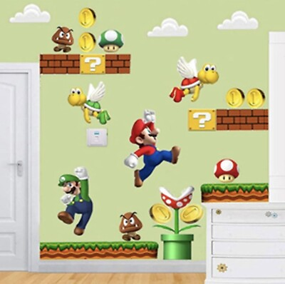 #ad Super Mario Brothers Wall Decals Super Mario Build a Scene Vinyl Wall Stickers $5.00