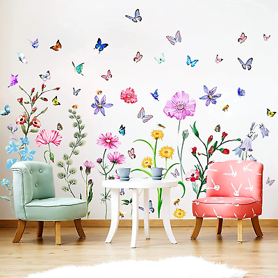 #ad #ad WALL STICKER FLOWER PLANT DECAL BUTTERFLY VINYL MURAL ART HOME LIVING ROOM DECOR $23.99