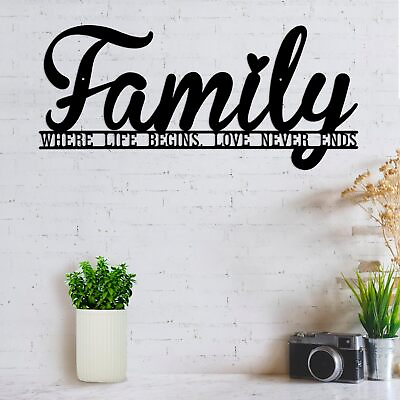 #ad Family Wall Decor Black Metal Family Signs for Home Decor Wall Wrought Iron W... $26.95