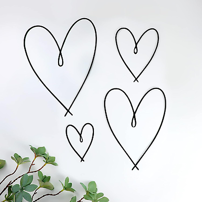 #ad #ad 4 Pieces Metal Heart Wall Art Décor Love Heart Wall Decoration Sign Metal Wall $23.74