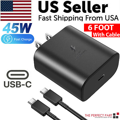 #ad 45W USB C Super Fast Wall Charger 6FT Cable For Samsung Galaxy S20 S21 S22 S23 $10.89