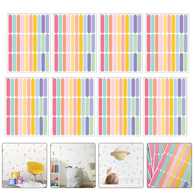 #ad Colorful Stripes Wall Stickers for Kids Room Decor 8 Sheets $10.99