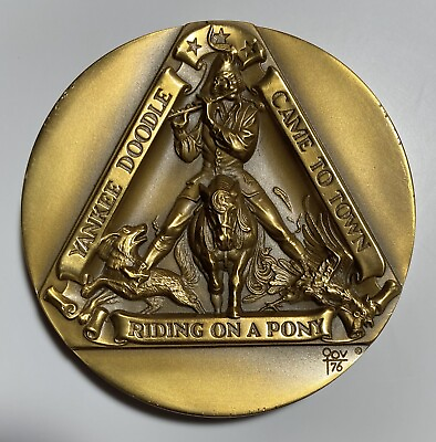 #ad Yankee Doodle Sculptural Solid Bronze Medallion Marcel Jovine Medallic Art Co. $195.00