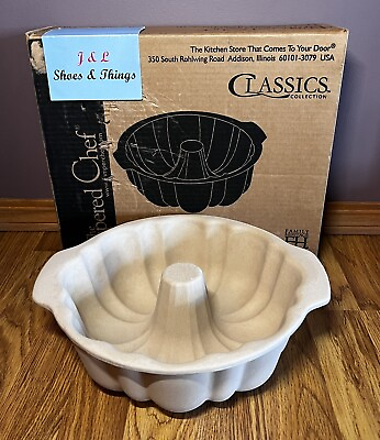 #ad The Pampered Chef Family Heritage Stoneware 10quot; Fluted Baking Bundt Pan In Box $24.50