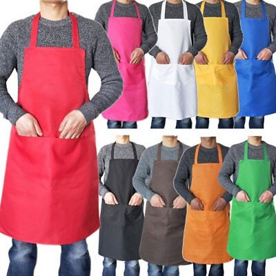 #ad #ad Kitchen Chef Bib Apron Cooking 2 Pockets Waterproof Butcher Catering Restaurant $4.99