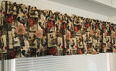#ad #ad Handmade Curtain Valance French Rooster Floral 14”L x 42”W Ready to Ship $12.95