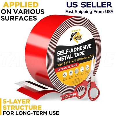 #ad MAGNET Metal Tape for Magnets 1.4 Inches by 3.3 Feet Metal Strip with Adhesive $7.89
