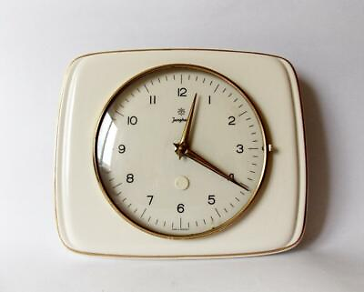 #ad Vintage Art Deco style 1960s Ceramic Kitchen Wall clock JUNGHANS German Decor $160.00
