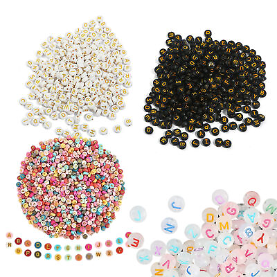 #ad Bracelet Letter Beads 1000PCS Round Beads DIY Bracelets Acrylic Craft Making Kit $14.29