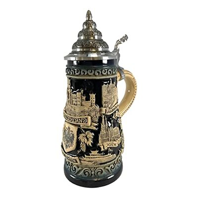 #ad Rhine River Blue Rustic City Panorama LE German Stoneware Beer Stein .25 L $99.98