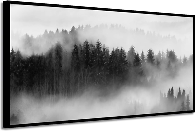 #ad Foggy Forest Framed Wall Art: Landscape Canvas Print Black amp; White Picture for x $152.27