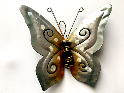 #ad Butterfly hand painted metal wall art home decor Aluminum With Bead Detail 6quot;X5quot; $8.45