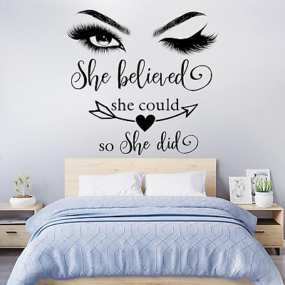 #ad Inspirational Quotes Wall Decals Eyelash Eyes Wall Decals Motivational Saying Sh $8.23