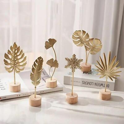 #ad Figurine Iron Art Leaf Decoration Modern Gold Carved Small Free Stand Novelty $12.00