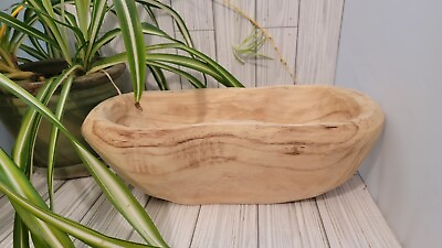 #ad Hand Carved Wood Bowl Rustic Wood Home Decor Bread Bowl Farmhouse Primitive $29.99