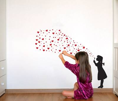 #ad Heart Bubbles Girl Wall Sticker Graffiti Love Vinyl Nursery Room Decor Cute $149.60