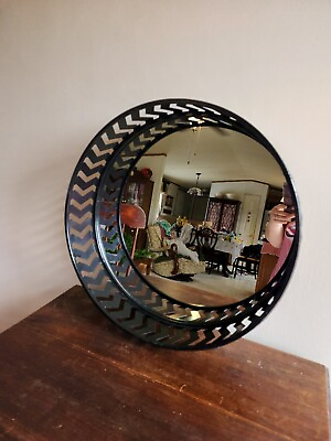 #ad #ad Large Modern Geometric Round Black Metal Wall Hanging Mirror 20 x 5 inch $34.39