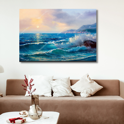 #ad Seascape Oil Painting Print Wall Art Canvas Landscape Picture Home Room Decor $132.00