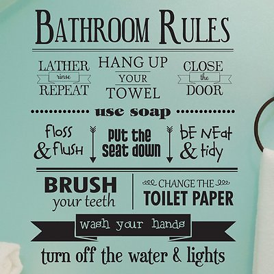 #ad BATHROOM RULES Removable Home Wall Decal Vinyl Quote Stickers Decor Art 30quot; $23.46