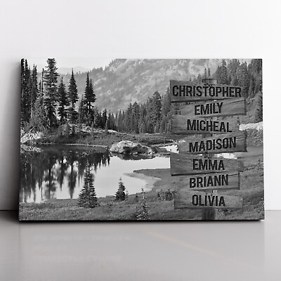 #ad Personalized Name Sign Mountain Lake Nature Picture Canvas Landscape Wall Art $119.99