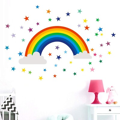 #ad Rainbow Star Wall Sticker for Kids Baby Rooms Decoration 30x60CM $18.48