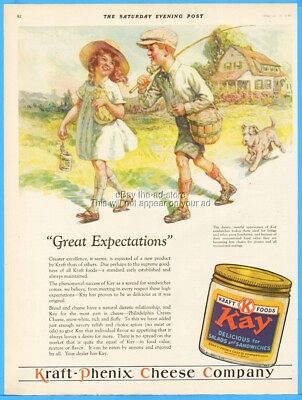 #ad 1928 Kraft Kay sandwich spread boy girl fishing Kitchen Wall Decor Magazine Ad $10.12