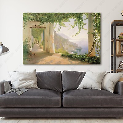 #ad View To The Amalfi Coast Italy Carl Frederic Aagaard Canvas Wall Art Print $69.00