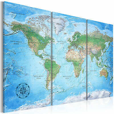 #ad WORLD MAP Canvas Print Framed Wall Art Picture Image k A 0127 b e $94.99