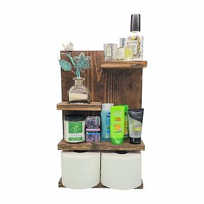 #ad Rustic Wall Mounted Wooden Shelf Modern Bathroom Farmhouse Organizer $39.95