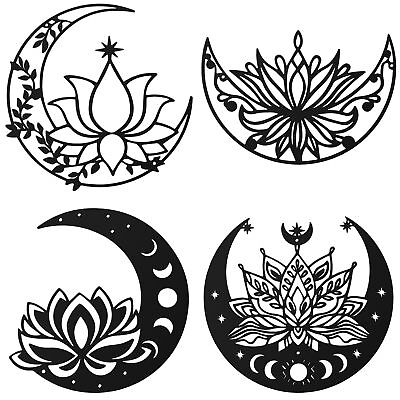 #ad 4 Pcs Butterfly Metal Wall Decor Butterfly Wall Decoration Moon Phases Flower... $28.65