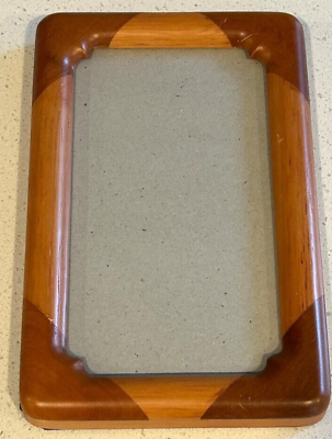 #ad Vintage Danish MCM Style Inlay Wood Fetco Frame Rounded Corners 3 1 2quot; x 6 1 2 $11.95