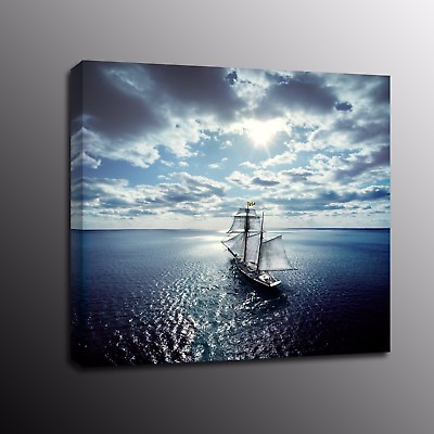 #ad Modern Canvas Prints Beach Sailboat Wall Art Home Decor Oil Painting Picture $43.80