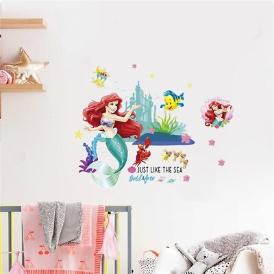 #ad Mermaid Wall Stickers Home Decor Kids Room Decal Anime Mural Art $10.99