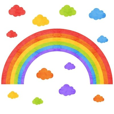 #ad Cute Wall Stickers Decals Clings Home Decor PVC Rainbow Cloud Kids Bedroom Room $8.99