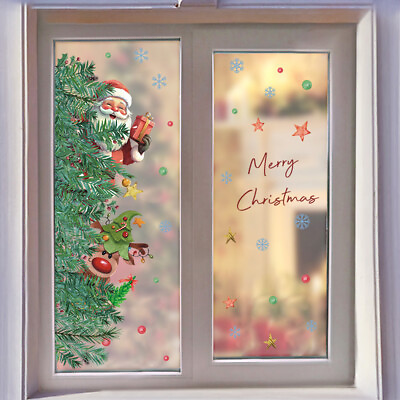 #ad Christmas Window Wall Home Stickers Removable Christmas Wall Decals Window Decal $14.55