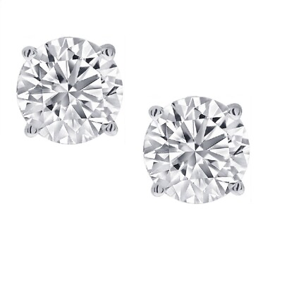 1 2ct TW Real Natural Round Diamond Solitaire Stud Earrings in 14K White Gold $199.75