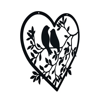#ad Love Heart Shape Birds on Branches Art Wall Decor Metal Sculpture for Bedding $11.45