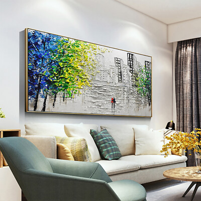 #ad Handmade Canvas Painting Wall Art Abstract City Landscape Picture Living Room $99.90