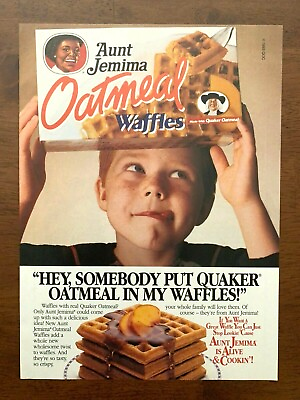 #ad 1993 Quaker Oatmeal Waffles Vintage Print Ad Poster Retro Kids Pop Decor $14.99
