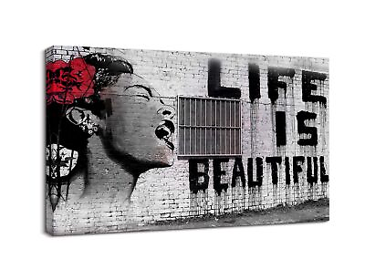 #ad Canvas Wall Art for Living Room PIY Home Decor of Life is Beautiful Quote Pi... $131.05
