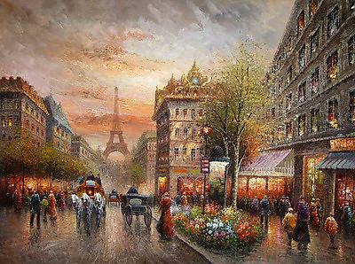 #ad Dream art Oil painting impressionism art Paris street scene Eiffel Tower canvas $80.99