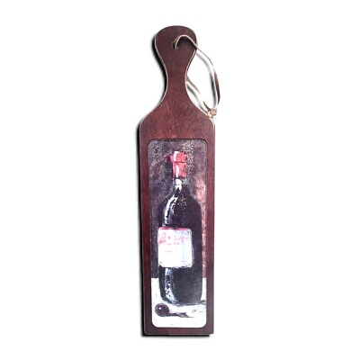 #ad Red Wine Wall Hanging 20 In Wine Bottle Kitchen Decor Wood Glass French Country $12.16