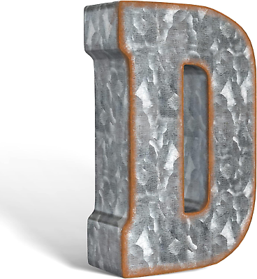 #ad 7 Inch Galvanized Metal Letters for Wall Decor 3D Letter D for Hanging or Free $32.91