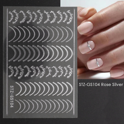 #ad Nail Art Sticker Decal SILVER Lace Abstract Line French Line Manicure GS104 NS33 $2.75