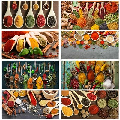 #ad Different Indian Spices Canvas Food Poster Colourful Wall Art Kitchen Decoration $11.85