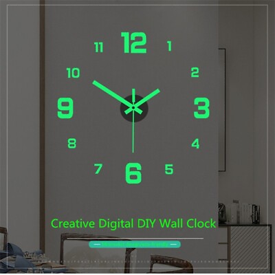 #ad 3D Wall Clock Frameless Wall Clock DIY Mirror Surface Sticker Home Decor $6.59
