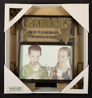 #ad Fetco Home Decor 6x4 quot;Joy of Grandchildrenquot; Metal amp; Glass Picture Frame $16.95