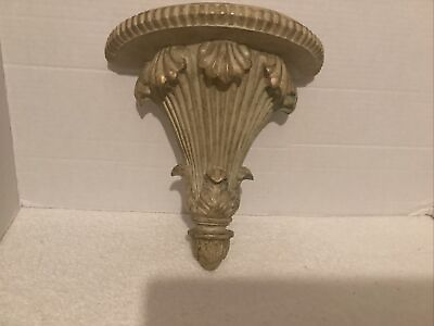 #ad Wall Sconce Shelf Stressed With Light Gold Gilt Decorative Motifs. $20.89