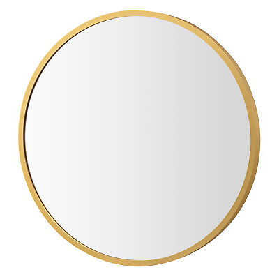 #ad 16quot; Round Wall Mounted Bathroom Mirror Aluminum Alloy Frame Decor Mirror Gold $39.99